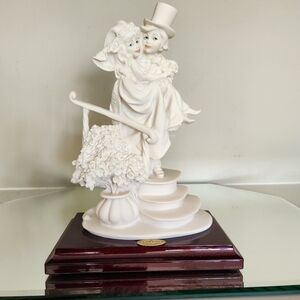 Little Bride And Groom On Stairs- Made In Italy By Artist Giuseppe Armani Signed